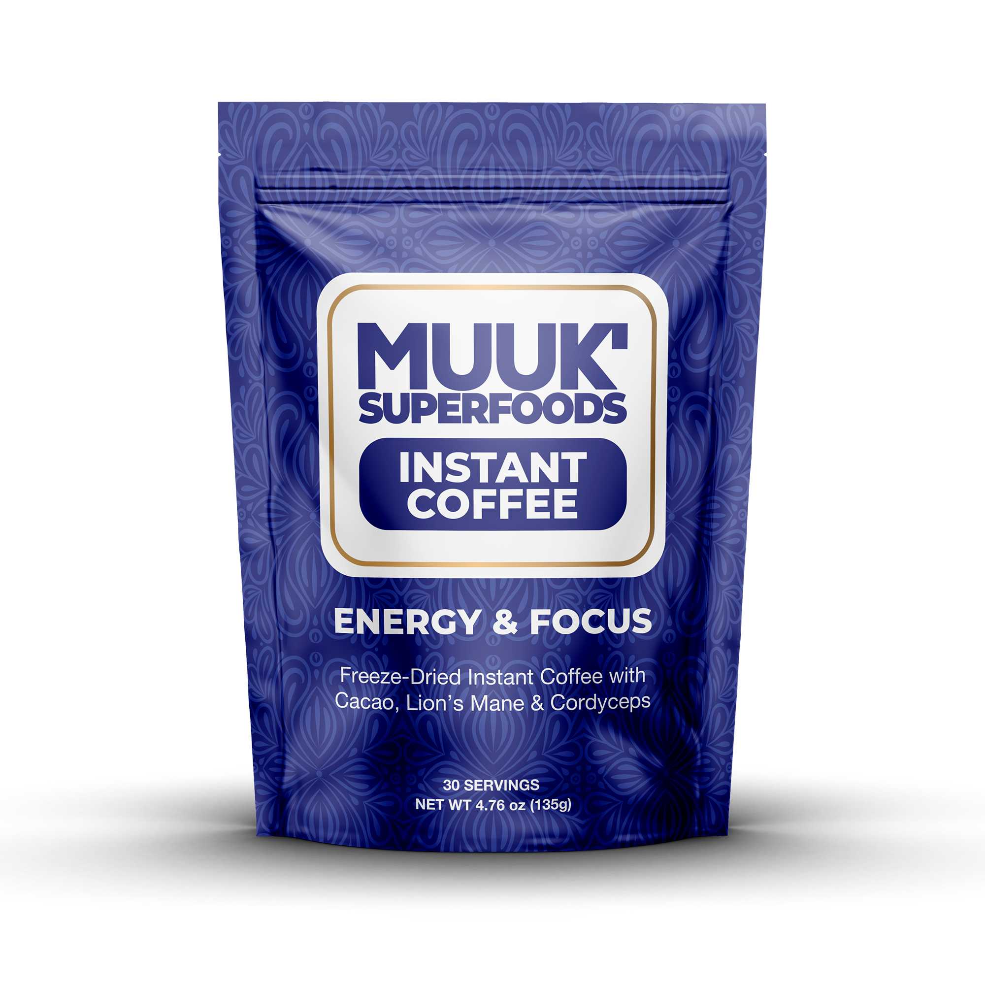 MUUK' ENERGY & FOCUS | Instant Mushroom Coffee | 4.7oz (135g) 30 Servings