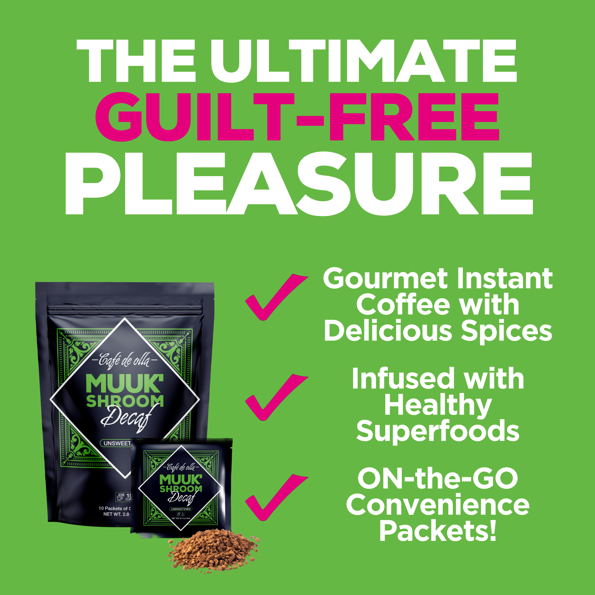 Café Instantáneo Gourmet Descafeinado Sin Endulzar con Mezcla de Especias y Superfoods