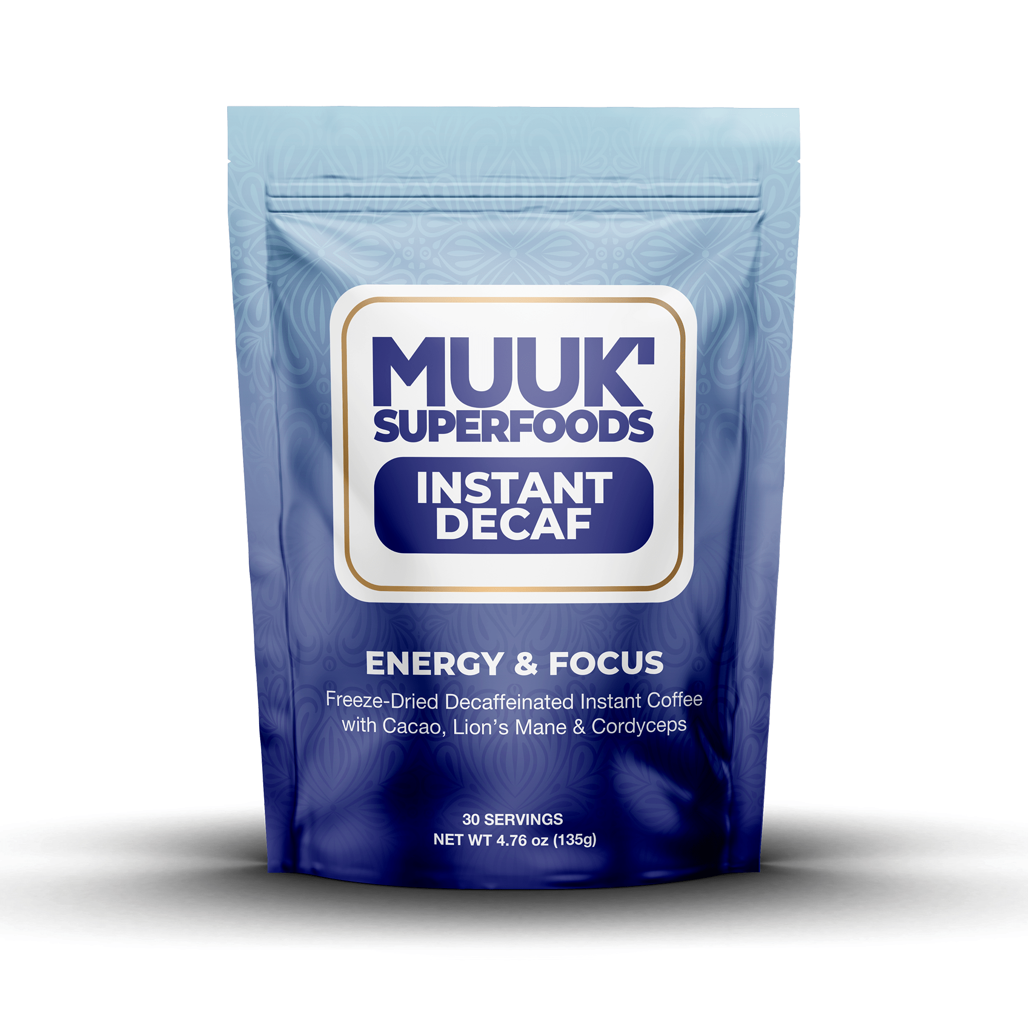 MUUK' ENERGY & FOCUS | Instant Mushroom Decaf | 4.7oz (135g) 30 Servings - MUUK' SUPERFOODS