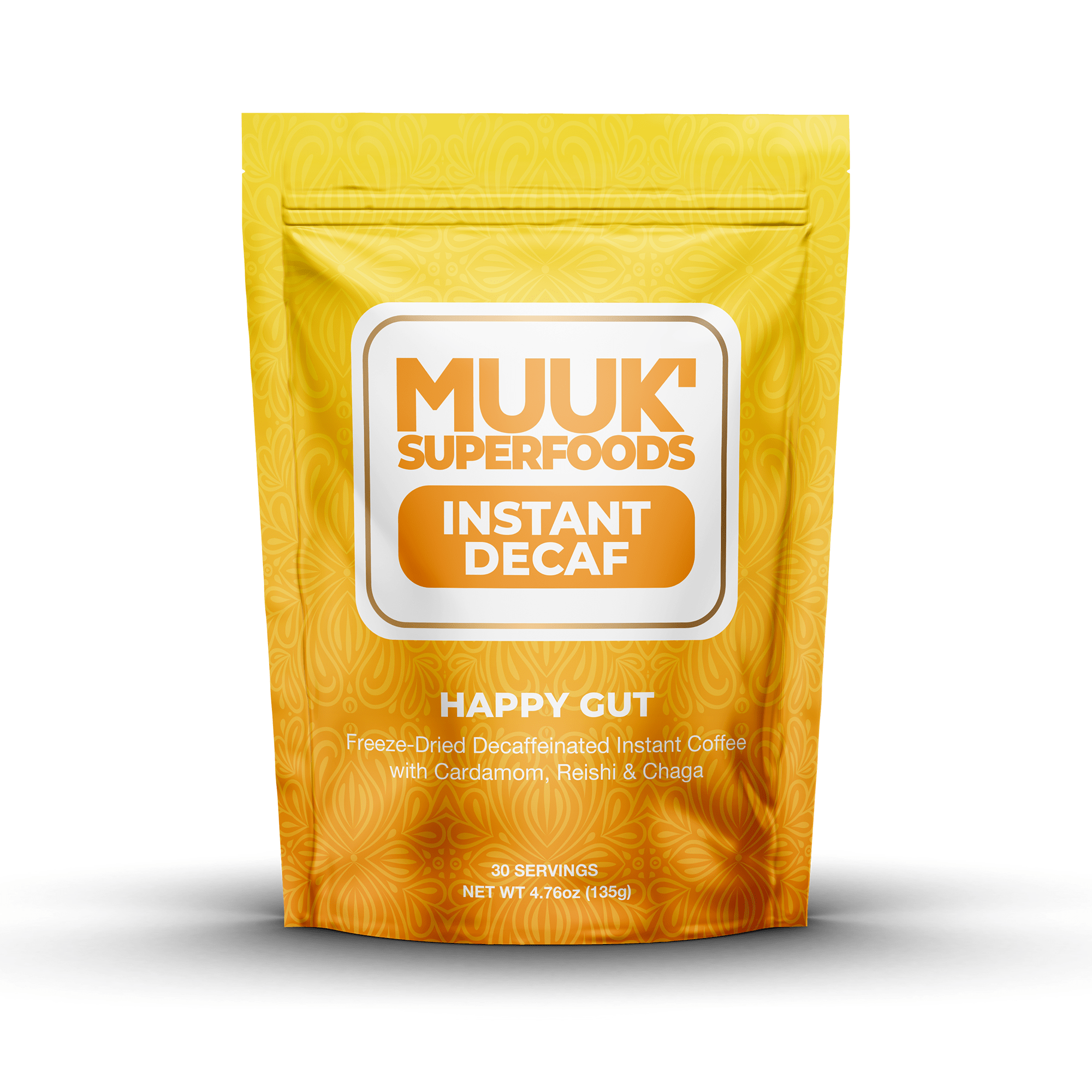 MUUK' HAPPY GUT DECAF | Instant Mushroom Decaf | 4.7oz (135g) 30 Servings - MUUK' SUPERFOODS