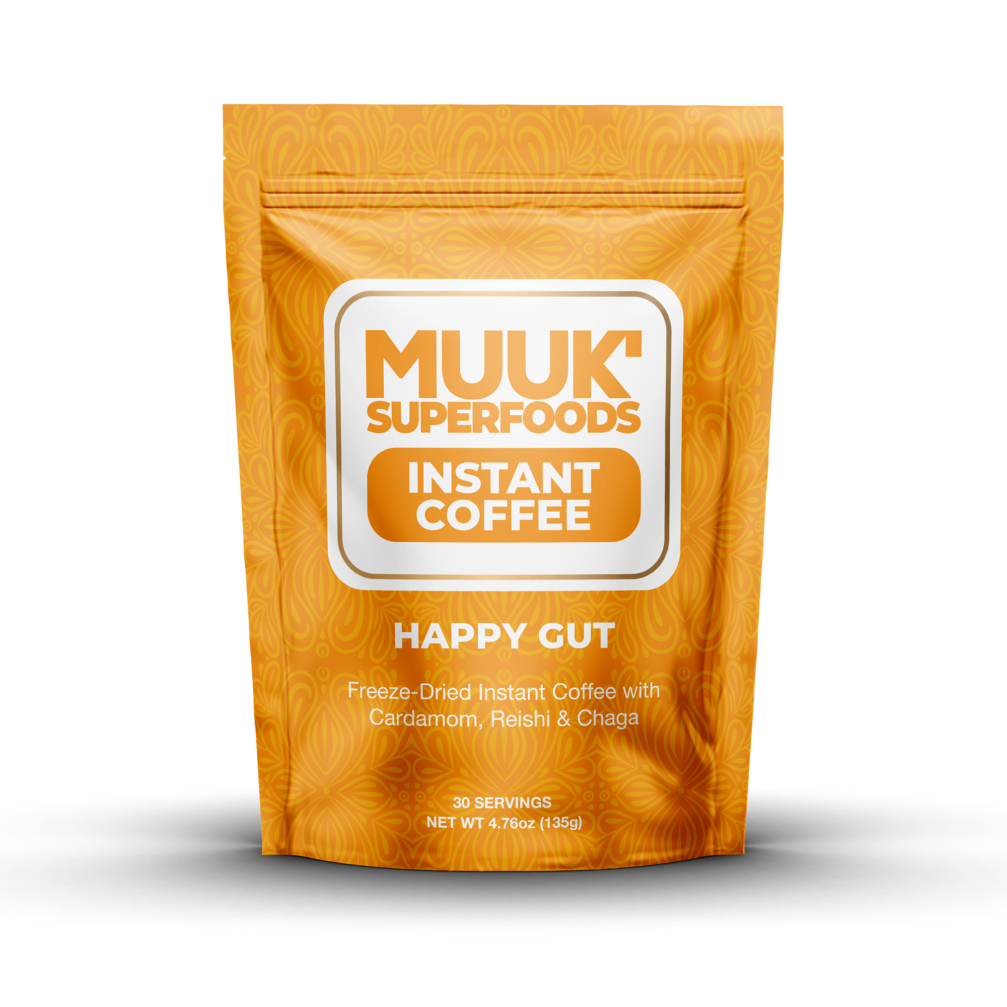 MUUK' HAPPY GUT | Instant Mushroom Coffee | 4.7oz (135g) 30 Servings - MUUK' SUPERFOODS