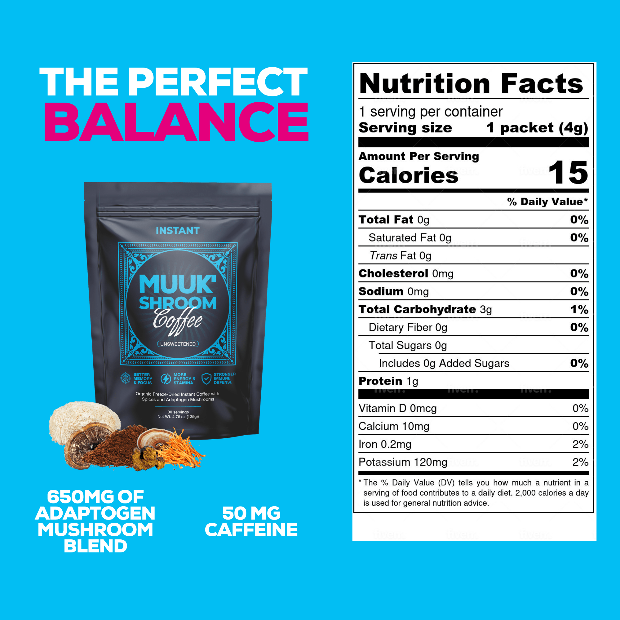 MUUK' SPICED COFFEE | Instant Mushroom Coffee | Spice & Adaptogen Mushroom Blend | 145g 30 cups - MUUK' SUPERFOODS