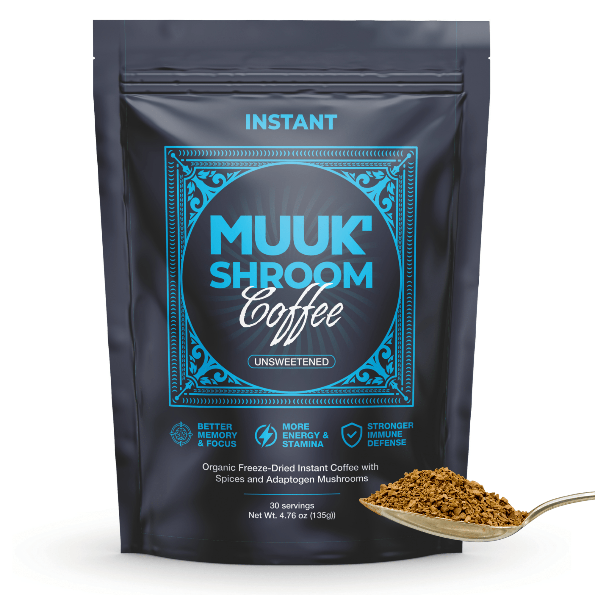 MUUK' SPICED COFFEE | Instant Mushroom Coffee | Spice & Adaptogen Mushroom Blend | 145g 30 cups - MUUK' SUPERFOODS