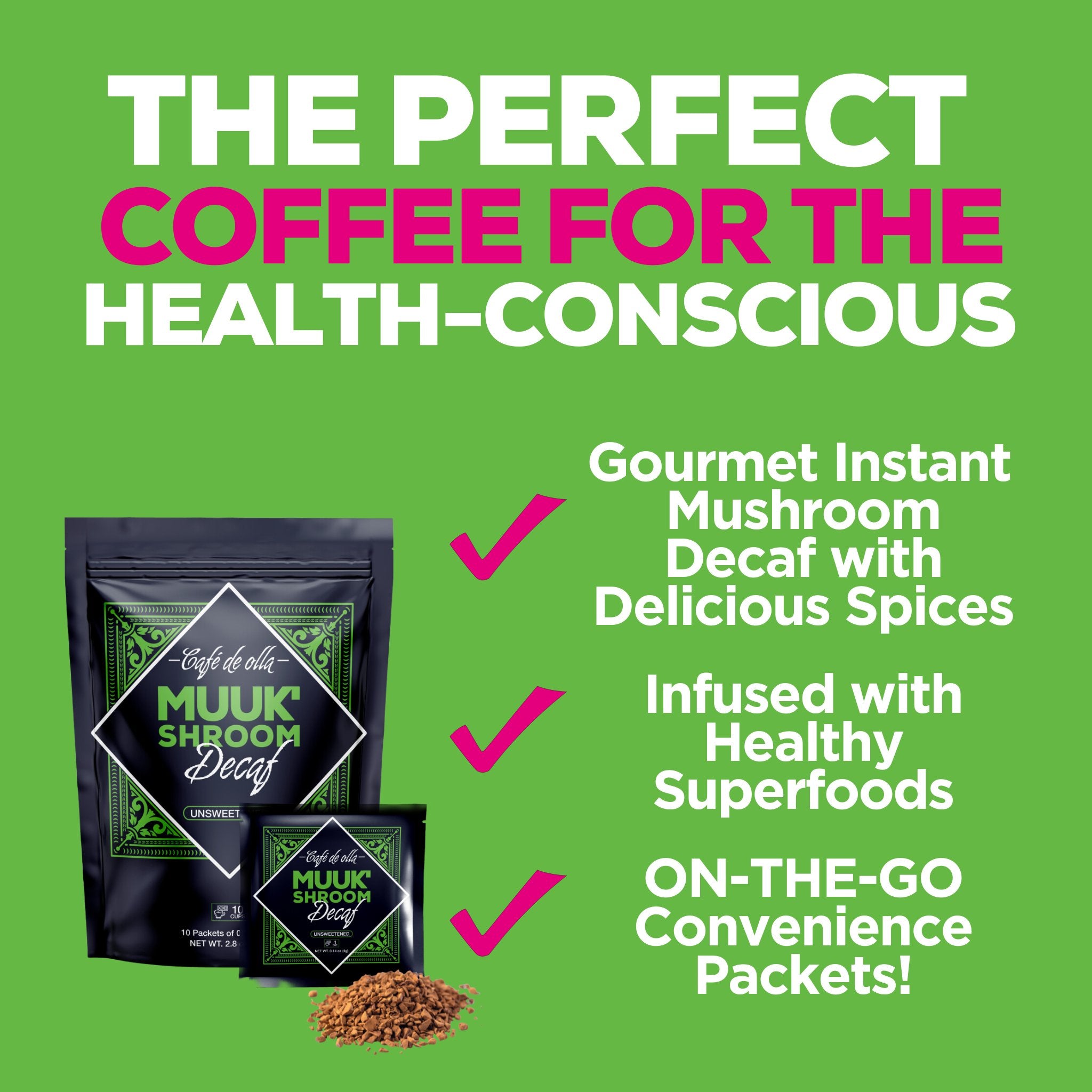 Decaffeinated Instant Mushroom Coffee with Spice & Adaptogen Superfoods Blend - MUUK' SUPERFOODS US