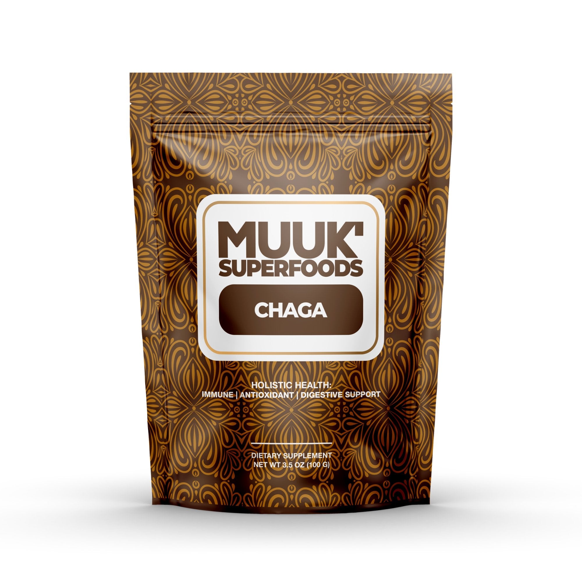 Organic CHAGA Mushroom Powder | Holistic Health: Immune, Antioxidant & Digestive Support - MUUK' SUPERFOODS US