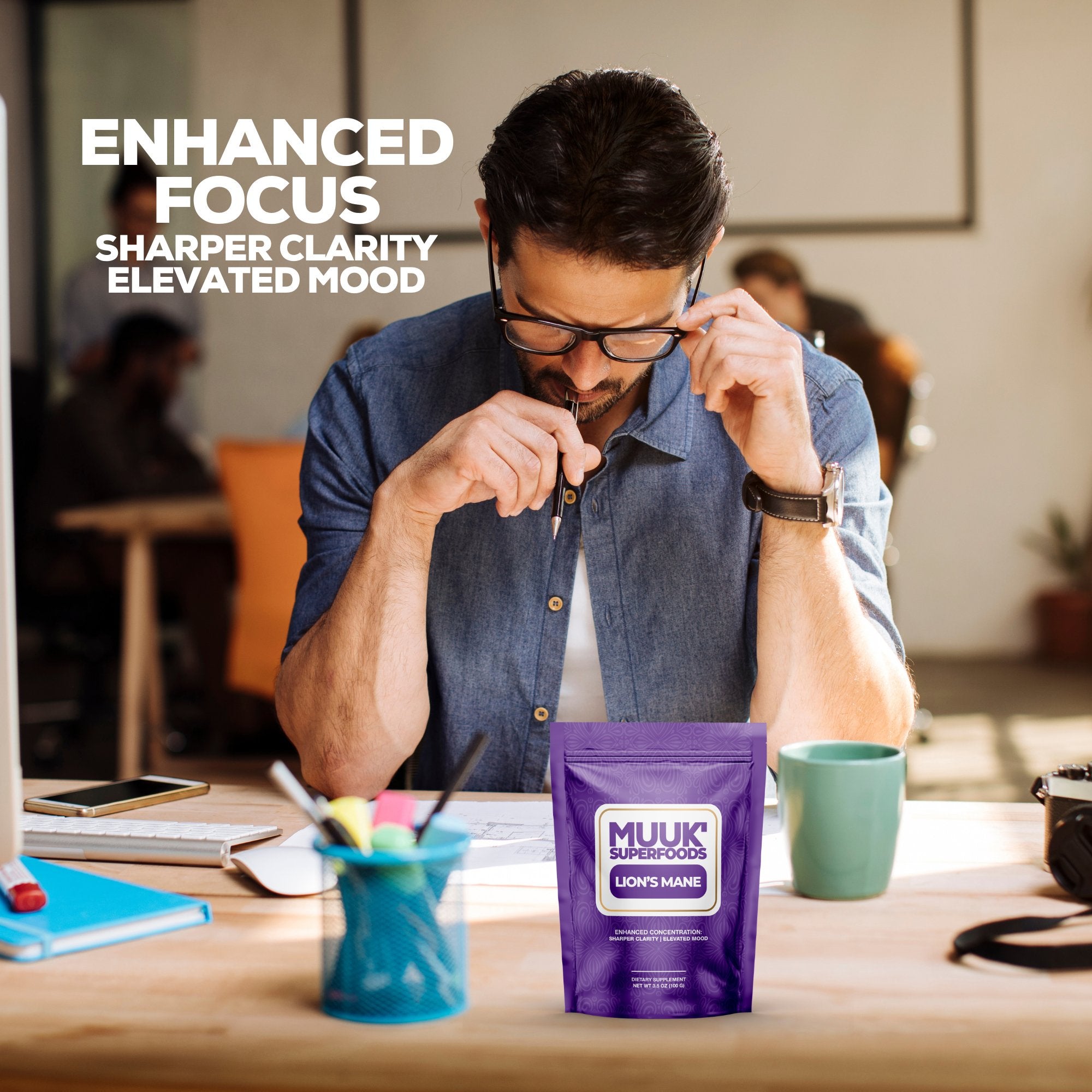 Organic LION'S MANE Mushroom Powder | Enhanced Concentration, Sharper Clarity, and Elevated Mood - MUUK' SUPERFOODS US