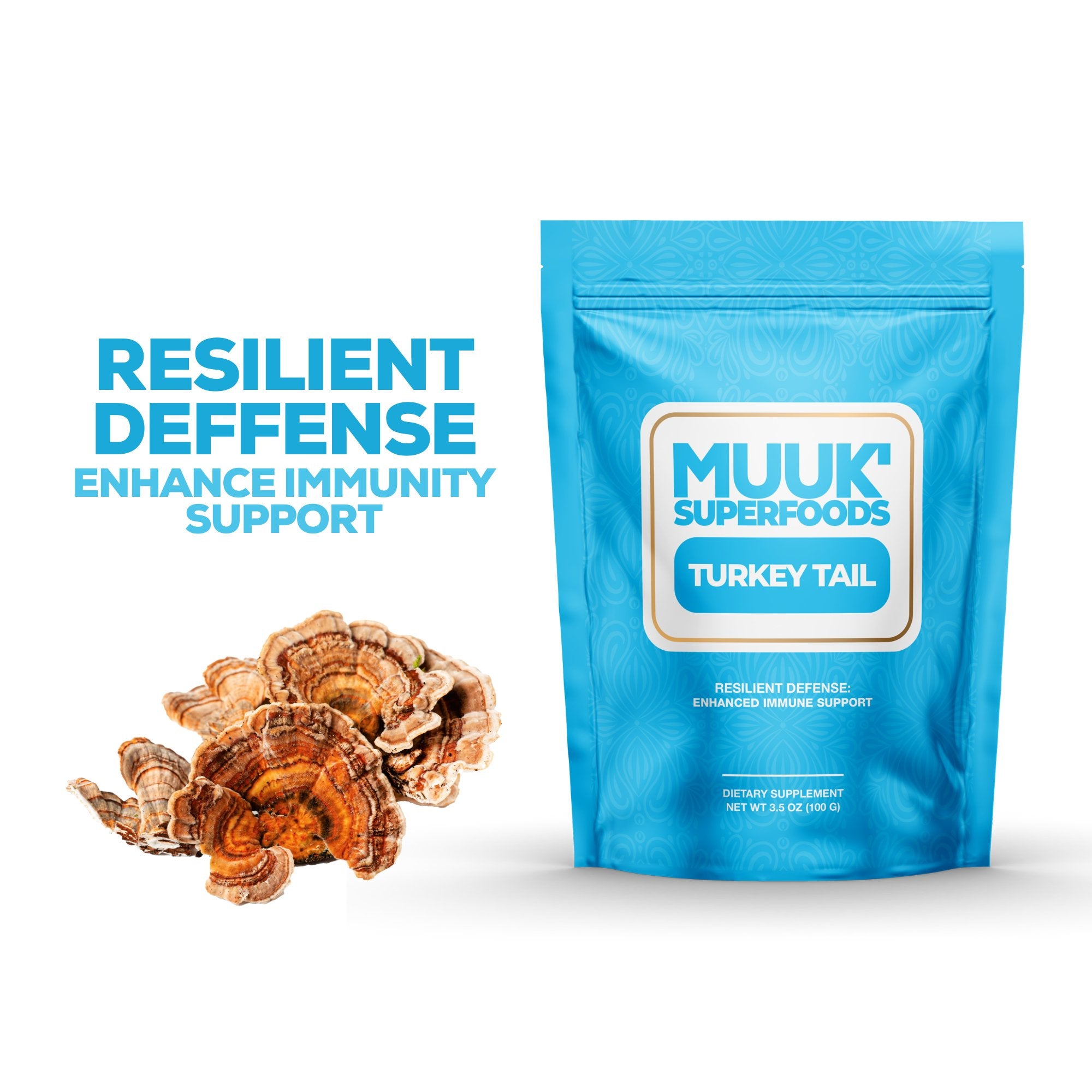 Organic TURKEY TAIL Mushroom Powder | Resilient Defense: Enhanced Immune Support - MUUK' SUPERFOODS US